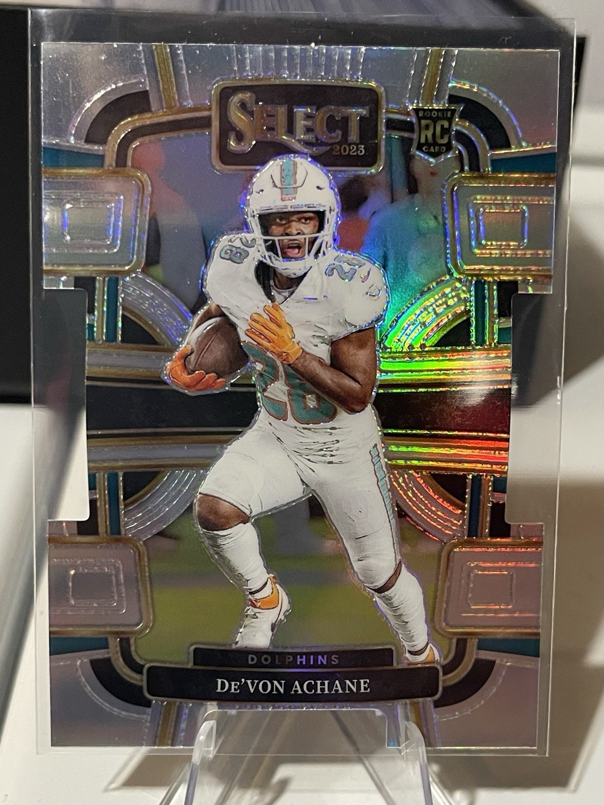 2023 Panini Select - Concourse De'Von Achane #63 Silver Prizm Die-Cut (RC)