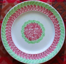Antique Stick Spatter Spongeware Chop Plate 13"