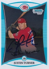 JUSTIN TURNER SIGNED AUTO 2008 BOWMAN CHROME PROSPECTS CARD 171 CINCINNATI REDS