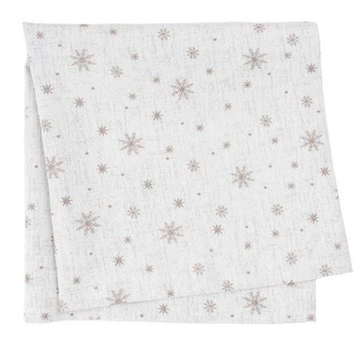 SANDNER Sternchen Mitteldecke Tischdecke Tischwäsche Weihnachten Winter silber