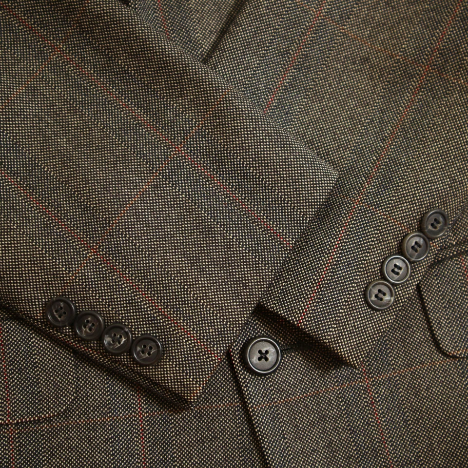 Burberrys 2 Pc Suit 38R Gray Birdseye Windowpane Italian Wool Side Adjusters - Image 4 of 4