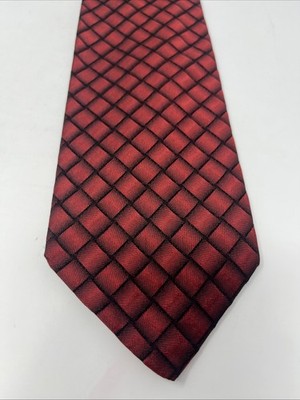 Robert Talbott Protocol 100% Silk Neck Tie Red Black Geometric