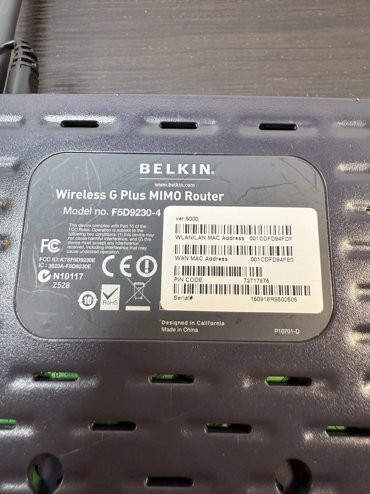 Belkin Wireless G Plus MIMO Router; Model No. F5D9230-4 - Image 4 of 4