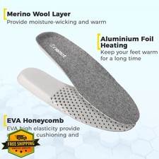 riemot Merino Wool Insoles Women Grey US6 EU37 Warm Cushioning