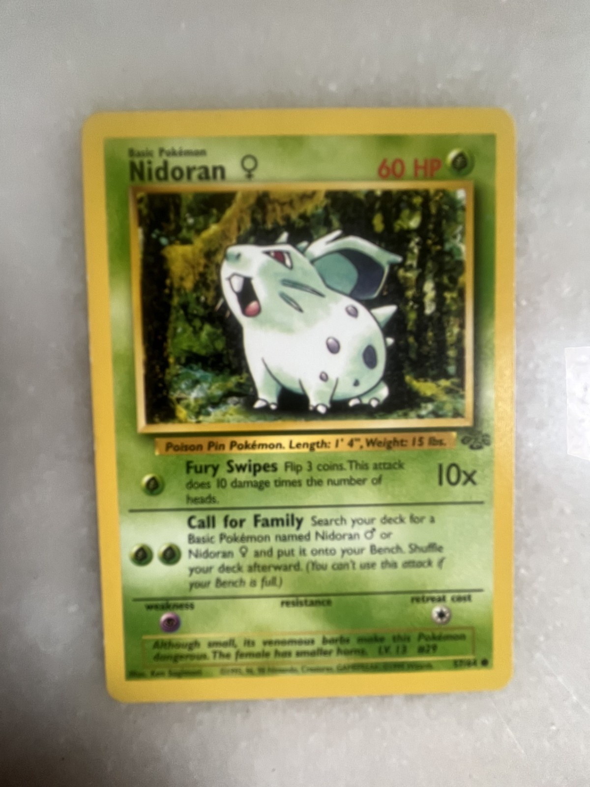 Nidoran F 57/64 Pokemon Jungle Regular 1999 Wizards (NM)