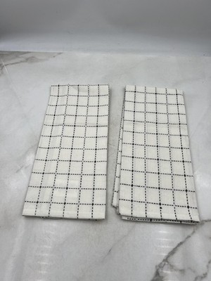 Creative Co-Op Cotton Tea Towels Set of 2 Windowpane Grid Kitchen Dish Towels