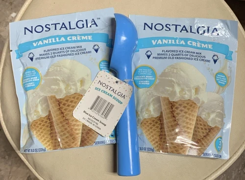 Nostalgia Ice Cream Mix Vanilla Creme 2 packs with ice cream Scoop MADE IN USA 