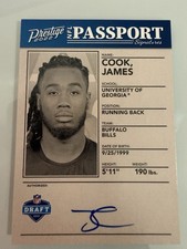2022 Prestige Rookie James Cook NFL Passport Signatures On Card Auto RC NM