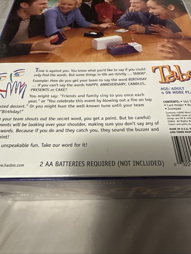 Taboo The Game Of Unspeakable Fun Hasbro 2000 Brand New Sealed - Picture 3 of 5