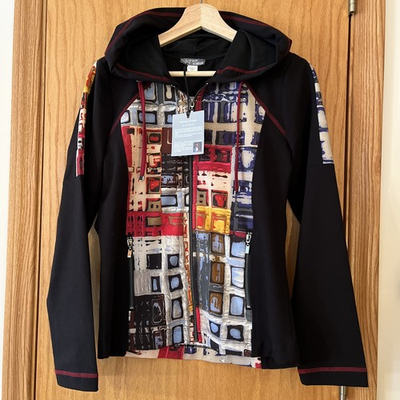 #ad Dolcezza Simply Art Hooded Jacket S Black Vibrant Manhattan Marcus Akerman ZipUp $49.50
