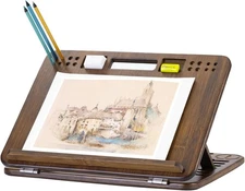 StrongTek 6-Position Bamboo Table Easel, 16x12 Inch Adjustable Drawing and Sketc