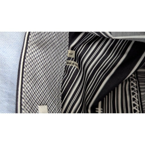 Bugatchi Flip Cuff Shirt Mens Large Shaped Fit Barcode Black Striped Uomo - Picture 6 of 11