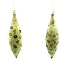 Frontgate Gold Spotted Teardrop Safari Christmas Ornaments, Set of 2