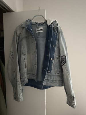 C2H4 Denim Asymmetrical Layered Jacket