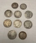 Lot Of Silver Coins 7 Barber Dimes 2 Seated Liberty Dimes & 1 Canada 5 Cent Coin