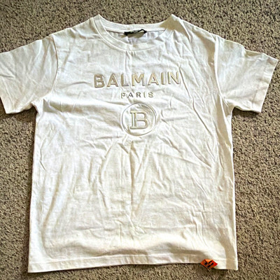 Balmain Paris Boys White Logo Crew Neck Short Sleeve T-Shirt Size 10A