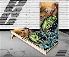 Bass Fishing Wood Hat Cornhole Boards Bean Bag Toss Game