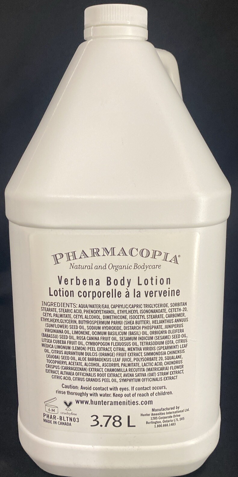 Pharmacopia Verbena Body Lotion PHAR-BLTN03 3.78 L 1 Gallon New