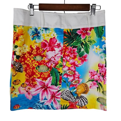 Escada Pacific Paradise Floral & Shell Skirt  Small 36 Germany Colorful
