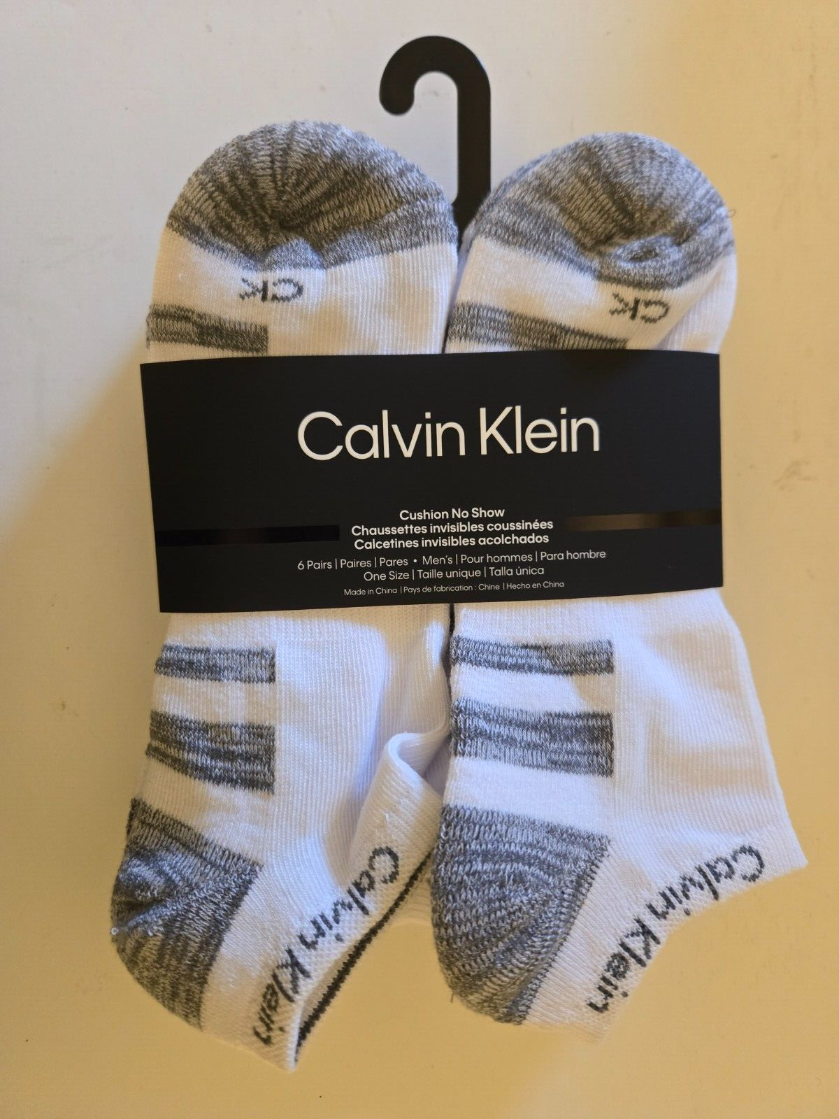 Calvin Klein Men's No Show Socks 6-Pair Pack Cushioned in White & Gray Sizes 7-12-image