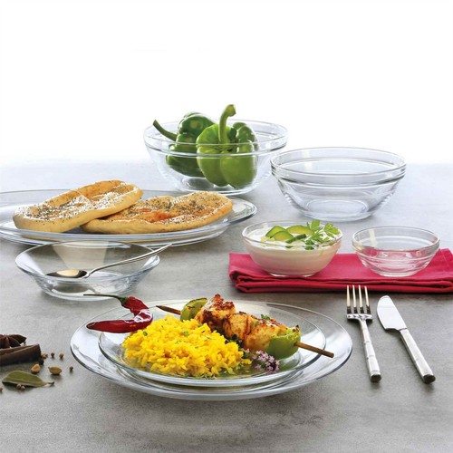 6x Lys Glass Dinner Plates Extra Strong Tempered Dining Tableware 28cm - Picture 6 of 6