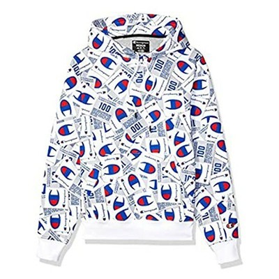 champion all over print hoodie white