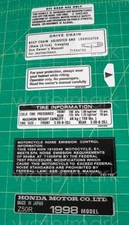 98' 1998 Z50 Z50R frame 7pc warning decal stickers pegatina graphics autocollant