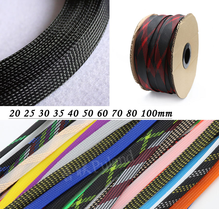 20100mm Expandable Braided Cable Sleeving Auto Wiring Harness Tidy