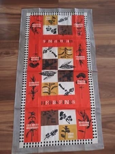 Rare NOS Mcm Space Atomic Orange 1970's Herb Fines Dish Towel Never Used OBO