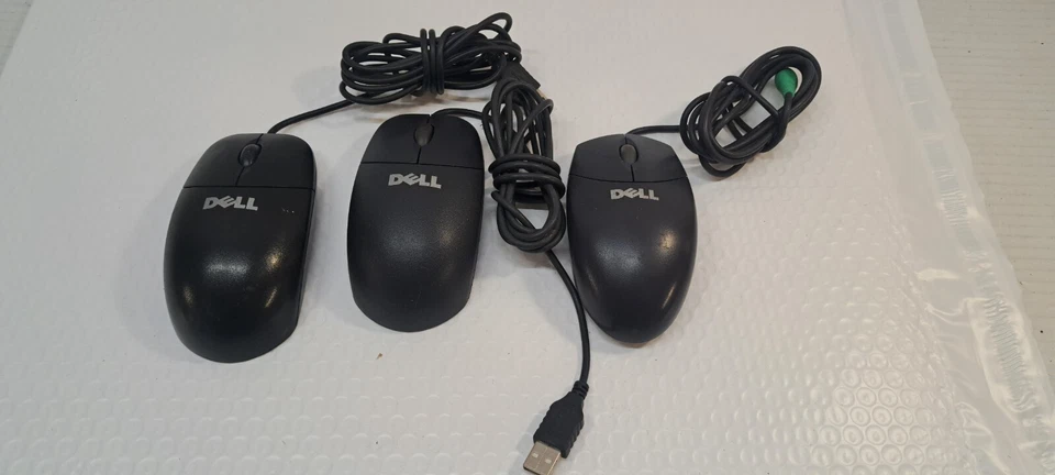 LOT OF Dell 0YH933M, 0X7636, 6U220 Wired Mechanical Ball Wheel Mouse Black - Image 2 of 4