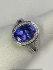 4 CT Oval Cut Simulated Tanzanite Halo Wedding Vintage Ring 925 Sterling Silver