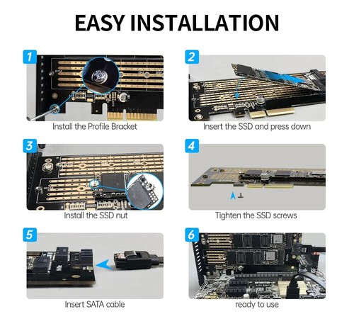 Adattatore SSD JEYI per NVMe Dual M.2 PCIe X4 X8 X16 4.0 NGFF SSD, NVME e SATA - Foto 11 di 12