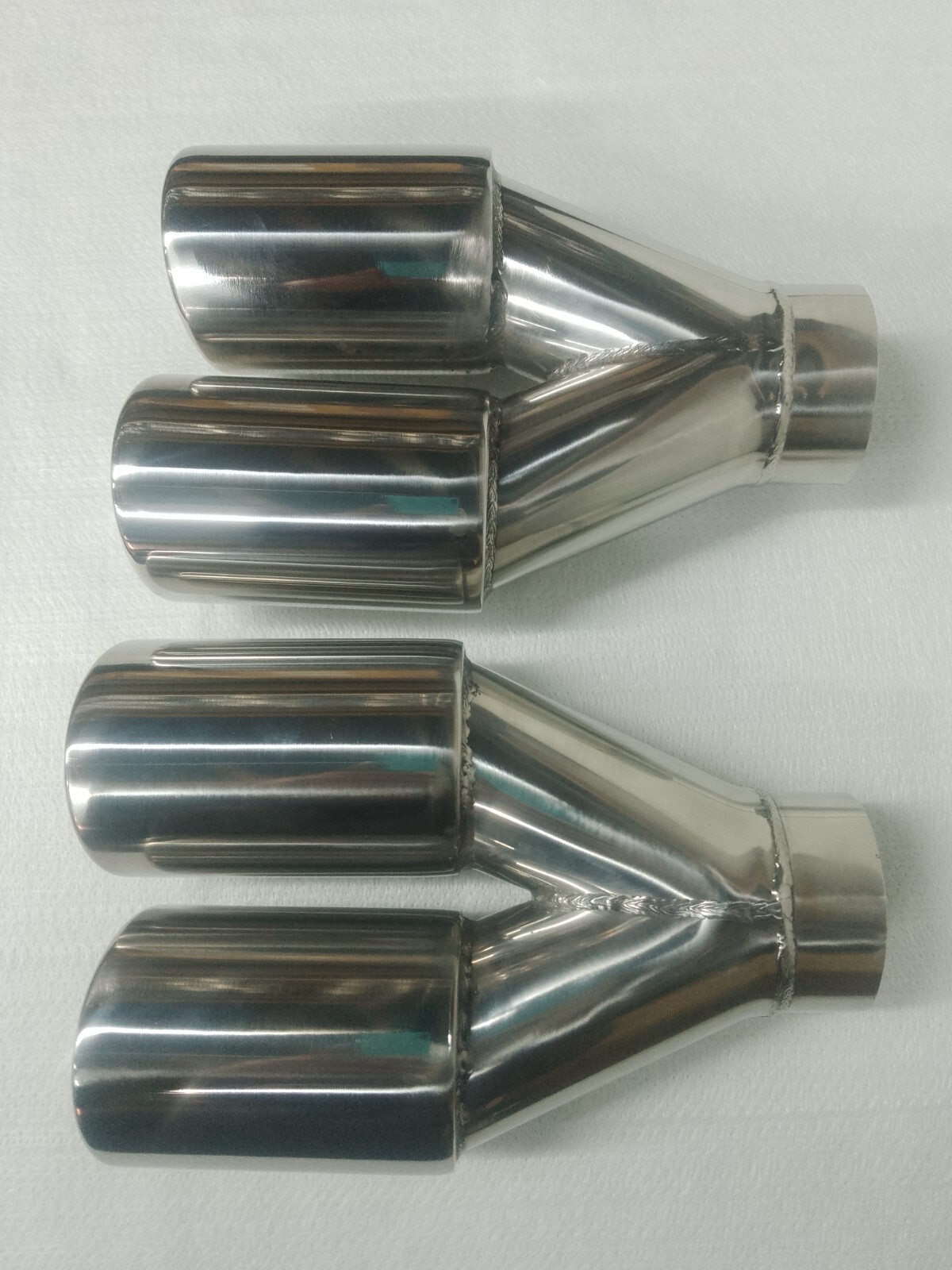 Quad Exhaust 3" Rolled Tail pipe Twin Tailpipes Tips Stainless