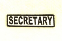 Secretary Black On White Small Badge For Biker Vest Motorcycle Patch Secretary Black On White Small Badge For Biker Vest Motorcycle Patch