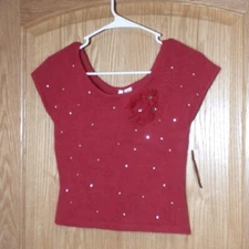 Twiggy size Medium cropped red red flowers rhinestones angora and lambs wool NWT
