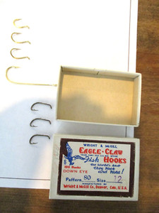 Vintage Wright & McGill EAGLE-CLAW FISH HOOKS - Down Eye - Size 12