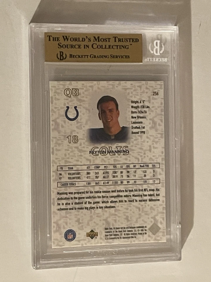 1998 Peyton Manning UD Choice Reserve ROOKIE #256 BGS 9.5 - Image 3 of 3