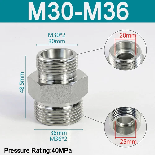 Metric Hydraulic Adaptor Fitting Male/Male Nipple Coupling Connector M12-M52 - Picture 26 of 65