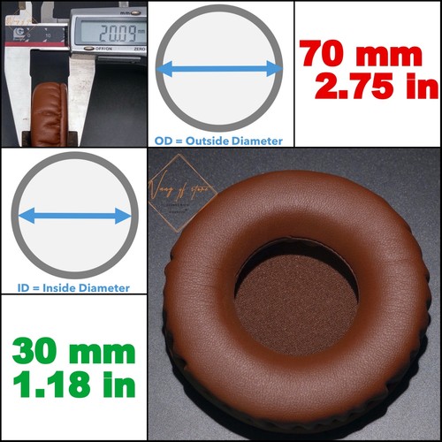 Brown Coffee Full Size Thick Memory Foam Cushions Replacement Ear Pads Headphone - Picture 18 of 26
