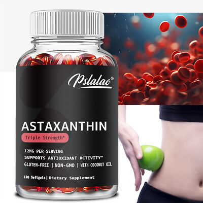 Astaxanthin 12mg - Max Triple Strength, Antioxidant, Haematoccus Pluvialis