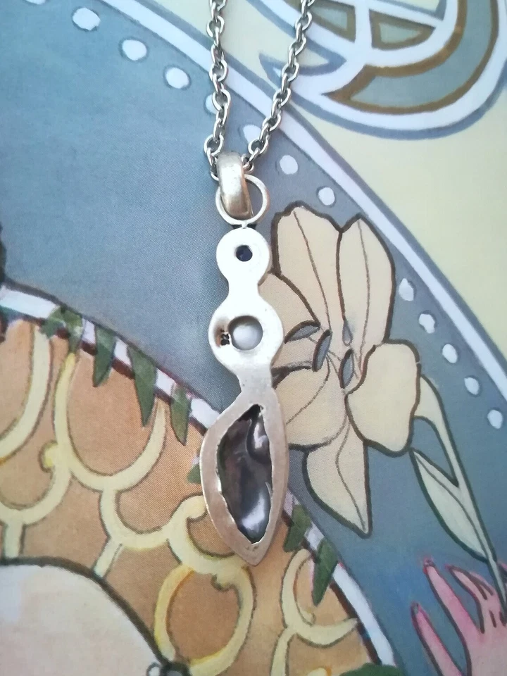 COLLANA ARGENTO 925 CON CIONDOLO AMETISTA NATURALE E PERLA BIWA, PENDENTE DESIGN - Immagine 3 di 4