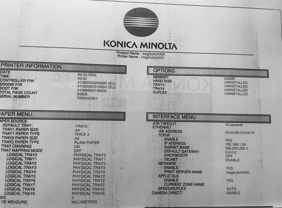 konica minolta magicolor 5450 colour laser printer - Image 2 of 4