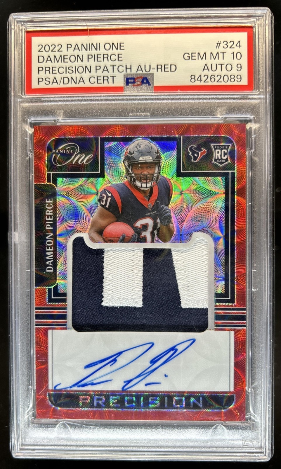 Dameon Pierce Panini One #324 Precision Patch Autograph-Red