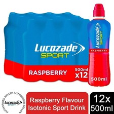 Lucozade Sport Raspberry Isotonic Sport Fat Free Energy Drink, 12x500ml