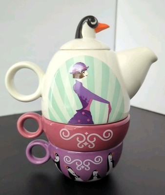 Disney Mary Poppins Tea for Two Set Ceramic Teapot & Stackable Mugs Tea Set