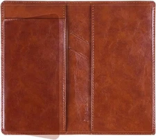 Leather Checkbook Cover: Built-In Divider, Pen Holder, RFID Blocking