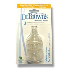 Dr. Brown's Natural Flow Standard Silicone Nipples Level 3 Pack of 2 NEW