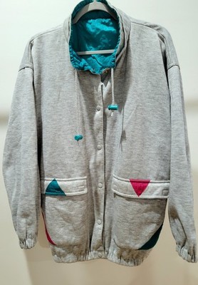 FULLY REVERSIBLE Unbranded Activewear Jacket Soft Fabric/Nylon Blend Gray/Teal L