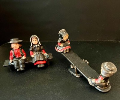 Vintage Cast Iron Amish Couple on Bench With Boy & Girl On Seesaw/Teeter Totter
