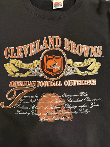 VTG 90's Cleveland Browns Nutmeg Mills Crewneck Sweatshirt Embroidered USA XL - Picture 4 of 8